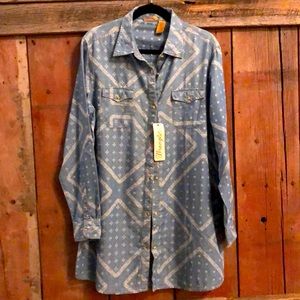 Wrangler Floral Denim/Chambray Shirt Dress XL